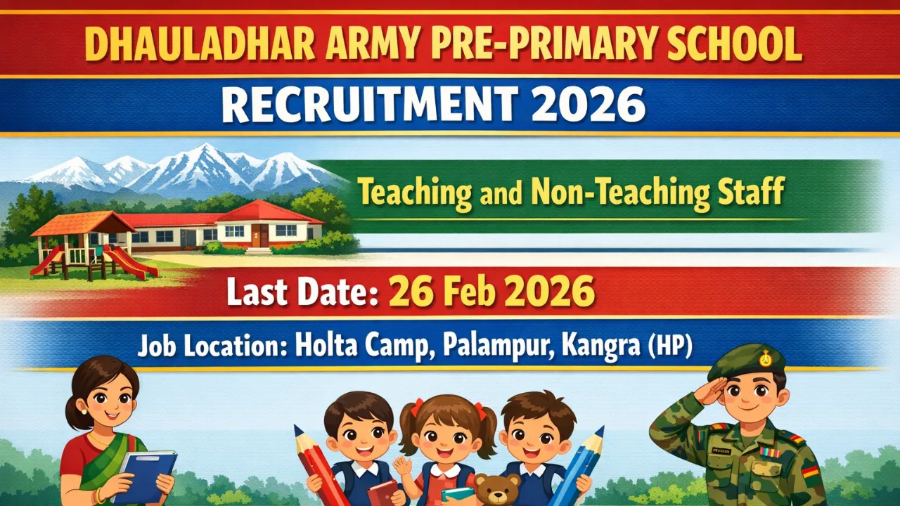 Dhauladhar Army Pre-Primary School Recruitment 2026