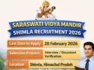 Saraswati Vidya Mandir Shimla Recruitment 2026 for Teaching & Non Teaching Staff