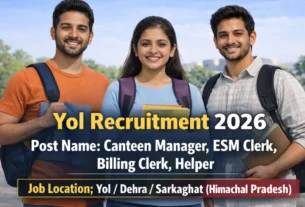 Yol Recruitment 2026 for Clerk, Helper & Canteen Manager