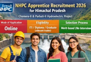 NHPC Apprentice Recruitment 2026 for Himachal Pradesh (Chamera-II & Parbati-II Hydroelectric Project)