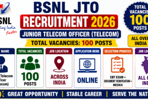 BSNL JTO Recruitment 2026 for 100 Posts in All Over India