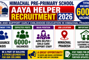 Himachal Pre-Primary School Aaya Helper Recruitment 2026 for 6000 Vacancies