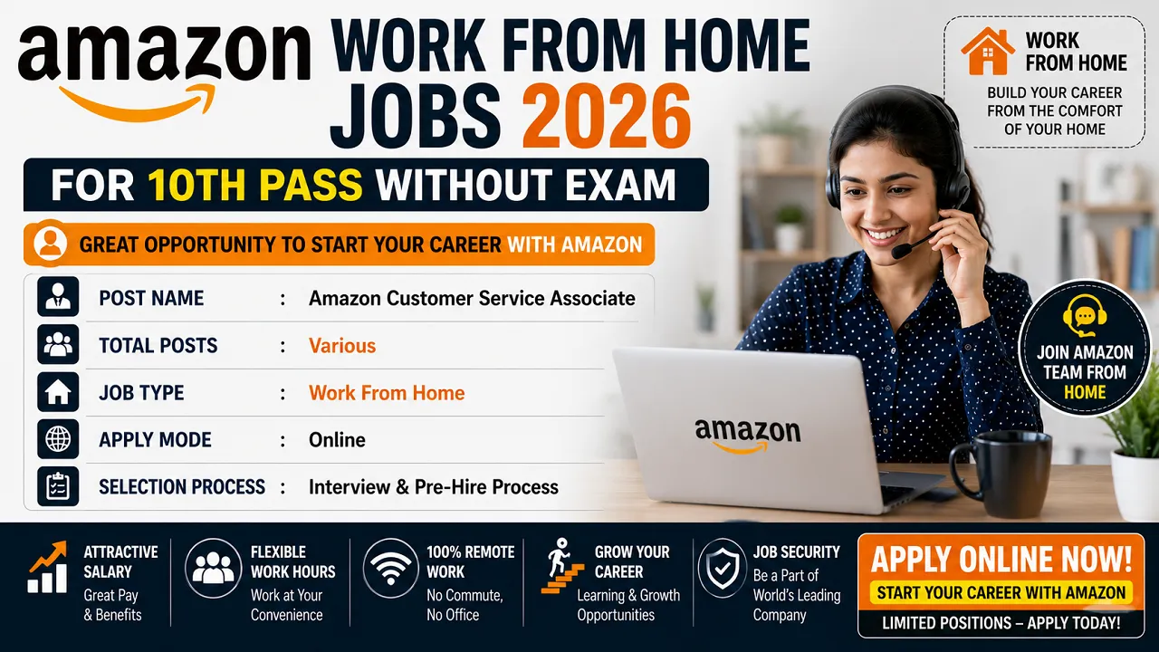 Amazon Work From Home Jobs 2026 for 10th Pass Without Exam
