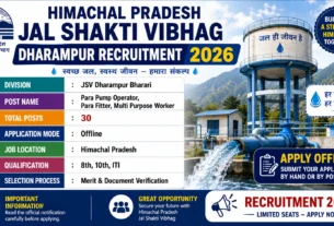 Himachal Pradesh Jal Shakti Vibhag Dharampur Recruitment 2026 for 30 Posts