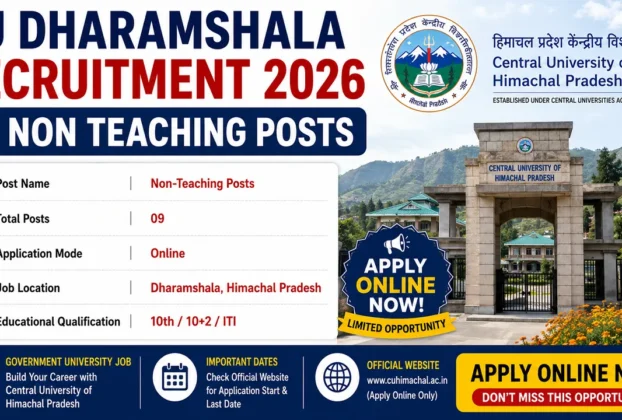 CU Dharamshala Recruitment 2026 for 09 Non Teaching Posts