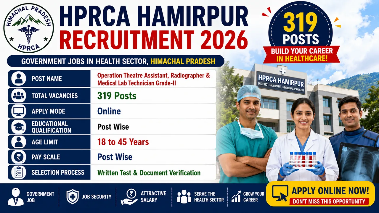 HPRCA Hamirpur Recruitment 2026 for 319 Posts