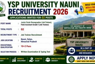 Himachal YSP University Nauni Recruitment 2026 for 02 Posts