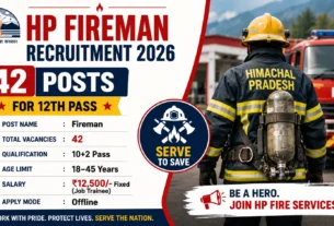 HP Fireman Recruitment 2026 for 42 Posts for 12th Pass